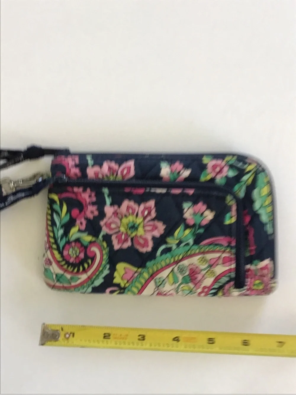 Vera Bradley Navy Paisley Floral Zip Wristlet